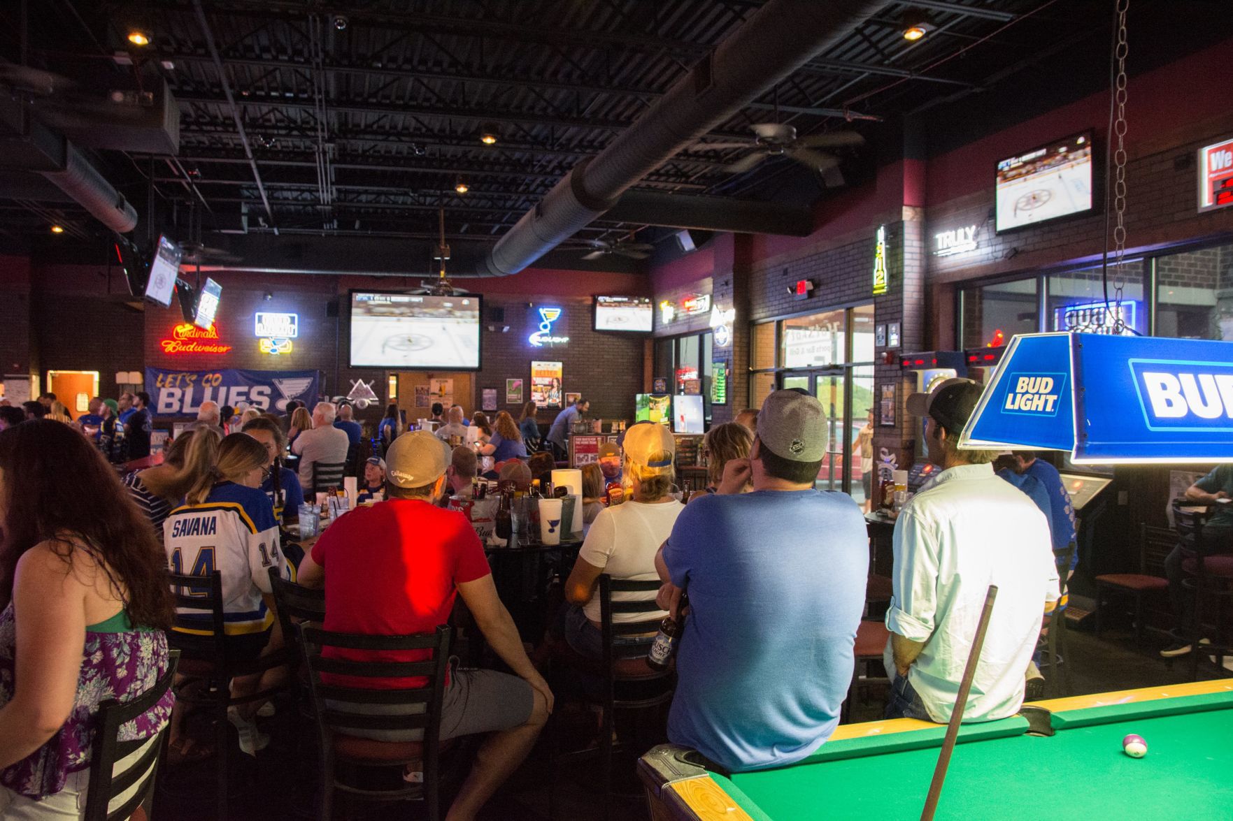 Blues Fans at Hotshots Wentzville during the Stanley Cup Final Game 1